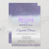 Violet Glitter Diamonds Silver 21ste verjaardag Kaart (Voorkant / Achterkant)