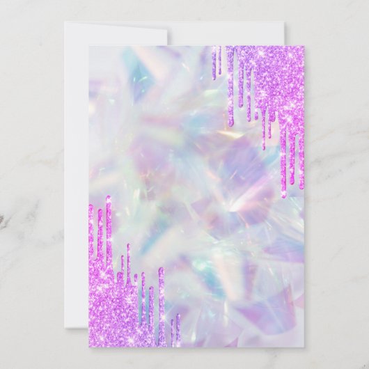 Violet Glitter Drips Holografische 13e verjaardag Kaart (Achterkant)
