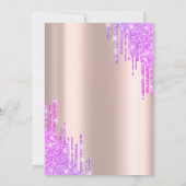 Violet Glitter Drips Roos Gold 18e verjaardag Kaart (Achterkant)