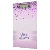 Violet Glitter Faux Sparkle Confetti Modern Klembord (Links)