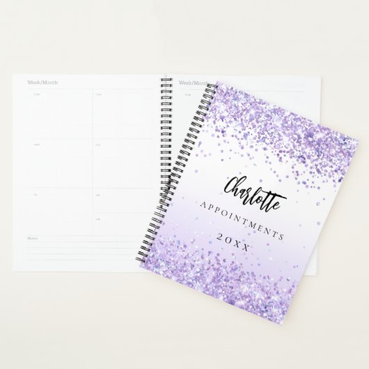 Violet glitter name afspraak 2024 planner (Display)