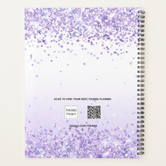 Violet glitter name afspraak 2024 planner (Achterkant)