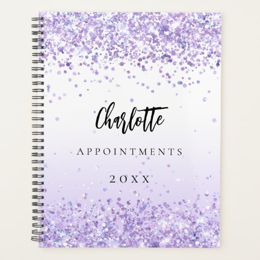 Violet glitter name afspraak 2024 planner (Voorkant)
