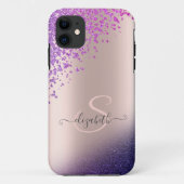 Violet Glitter Ombre Diamonds Case-Mate iPhone Case (Achterkant)