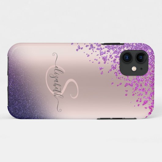 Violet Glitter Ombre Diamonds Case-Mate iPhone Case (Achterkant (horizontaal))