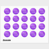 Violet Glitter Ombre Save the Date Ronde Sticker (Vel)