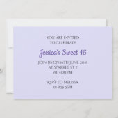 Violet glitter sparkle Sweet 16 Monogram Kaart (Achterkant)