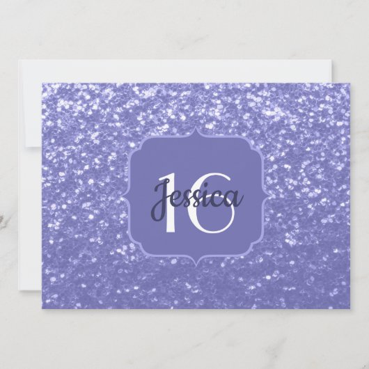 Violet glitter sparkle Sweet 16 Monogram Kaart (Voorkant)