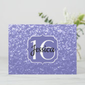 Violet glitter sparkle Sweet 16 Monogram Kaart (Staand voorkant)