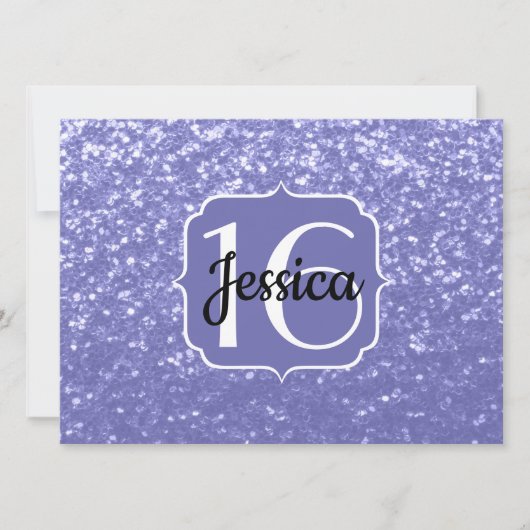 Violet glitter sparkle Sweet 16 Monogram Kaart (Voorkant)