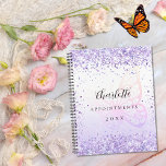 Violet glitter vlinder 2024 planner<br><div class="desc">Violet en witte achtergrond versierd met violet faux glitter,  sparkles en een grote vlinder. Pas een naam,  titel en jaar aan en voeg deze toe.</div>