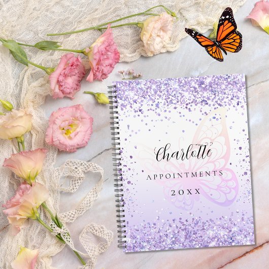 Violet glitter vlinder 2024 planner