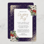 Violet Gold Botanical Elegant Christmas Party Kaart (Voorkant / Achterkant)