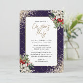 Violet Gold Botanical Elegant Christmas Party Kaart (Staand voorkant)