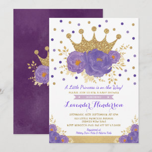 Violet Gold Crown Prinses Floral Girl Baby shower Kaart