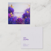 Violet Gold Floral Geometric Frame Elegant Vierkante Visitekaartje (Voorkant / Achterkant)