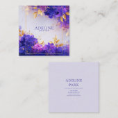 Violet Gold Floral Geometric Frame Elegant Vierkante Visitekaartje (Voorkant / Achterkant)
