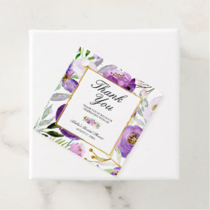 Violet & Gold Floral Vrijgezellenfeest Dank u Bedankjes Labels