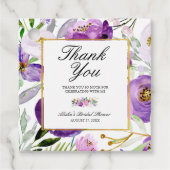 Violet & Gold Floral Vrijgezellenfeest Dank u Bedankjes Labels (Voorkant)