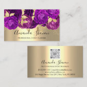 Violet Gold Flowers Logo Event Planner QRCode Visitekaartje (Voorkant / Achterkant)