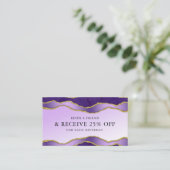 Violet & Gold Marble Agate Beauty Referral Kaart Visitekaartje (Staand voorkant)