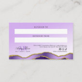 Violet & Gold Marble Agate Beauty Referral Kaart Visitekaartje (Achterkant)