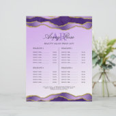 Violet Gold Marble Agate Schoonheidssalon Prijslij (Staand voorkant)
