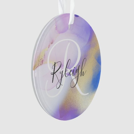 Violet Gold Waterverf Luxe - Aangepaste monogram n Ornament (voorkant)