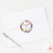 Violet & Gold Wedding Hartelijk dank, Sticker (Envelop)
