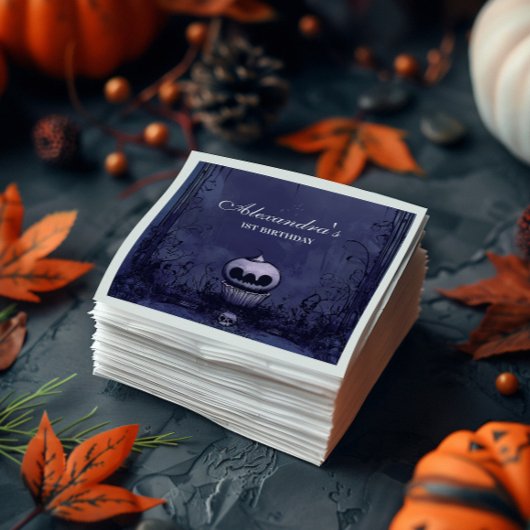 Violet Gothic Spooky ONE Verjaardag Servet