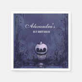 Violet Gothic Spooky ONE Verjaardag Servet (Voorkant)