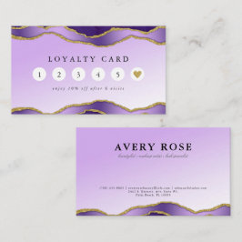 Violet & Goud Marmeren Agaat Beauty Salon Loyalite Visitekaartje