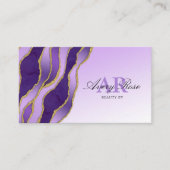 Violet Goud Marmeren Agaat Cosmetoloog Schoonheid Visitekaartje (Voorkant)