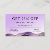 Violet & Goud Marmeren Agaat Schoonheid Dank u kaa Visitekaartje (Achterkant)