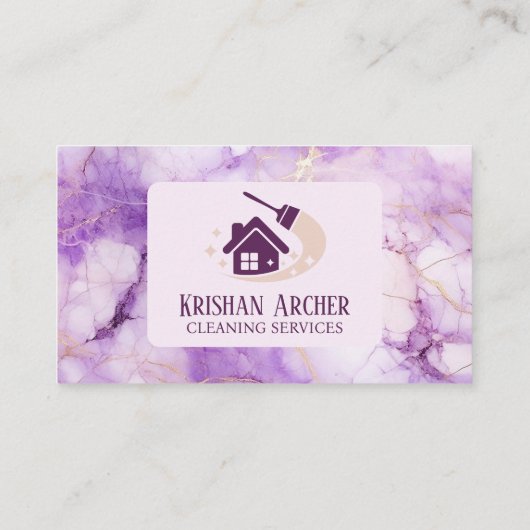 Violet Goud Roze Marmer Huishoudhulp service Visitekaartje (Achterkant)