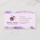 Violet Goud Roze Marmer Huishoudhulp service Visitekaartje (Voorkant)