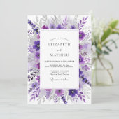 Violet Graceful Spring Wedding Kaart (Staand voorkant)