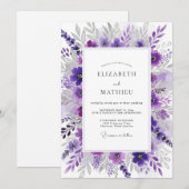 Violet Graceful Spring Wedding Kaart (Voorkant / Achterkant)