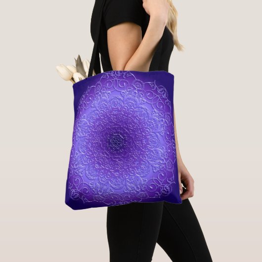 Violet gradiënt mandala tote bag (Dichtbij)