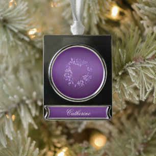 Violet gradiënt Rozen Wreator Verzilverd Banner Ornament