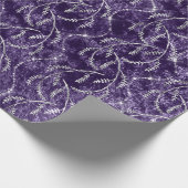 Violet Grape Sparkly Laurel Floral Silver Diamonds Cadeaupapier (Hoek)