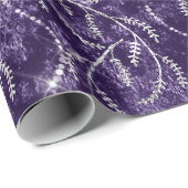 Violet Grape Sparkly Laurel Floral Silver Diamonds Cadeaupapier (Rol Hoek)