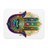 Violet Green Gold Petals Hamsa Turquoise Third Eye Magneet (Horizontaal)