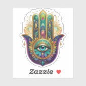 Violet Green Gold Petals Hamsa Turquoise Third Eye Sticker (Vel)