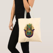 Violet Green Gold Petals Hamsa Turquoise Third Eye Tote Bag (Voorkant (product))