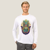 Violet Green Gold Petals Hamsa Turquoise Third Eye Tri-Blend Shirt (Voorkant)