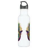 Violet Green Gold Petals Hamsa Turquoise Third Eye Waterfles (Achterkant)