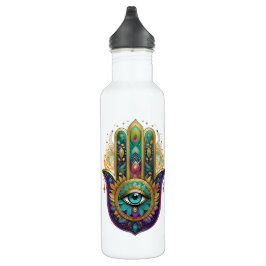 Violet Green Gold Petals Hamsa Turquoise Third Eye Waterfles