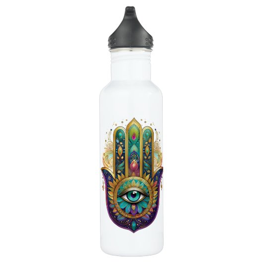 Violet Green Gold Petals Hamsa Turquoise Third Eye Waterfles (Rechts)
