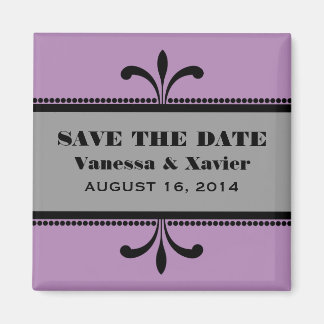 Violet/grijs Fancy art deco Opslaan Datum magneet
